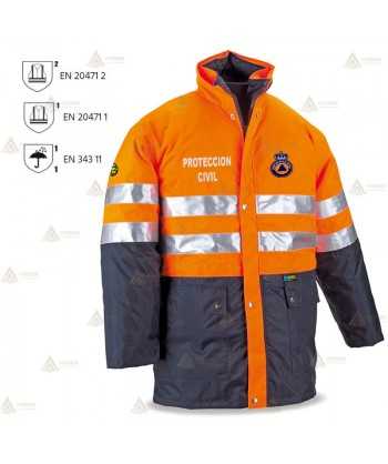 Parka acolchada de alta visibilidad desmontable para Protección Civil