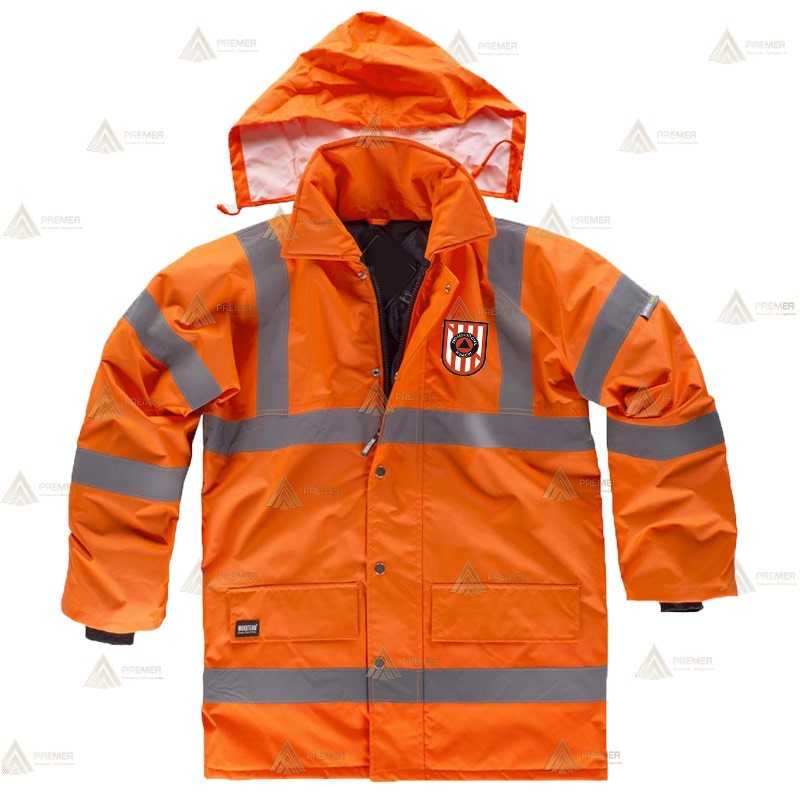 Parka acolchada monocolor de alta visibilidad para Protección Civil