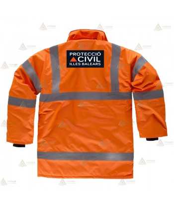 Parka acolchada monocolor de alta visibilidad para Protección Civil