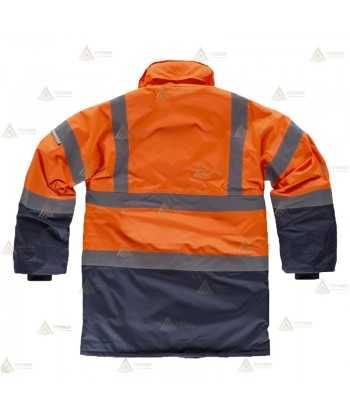 Parka acolchada bicolor de alta visibilidad para Protección Civil