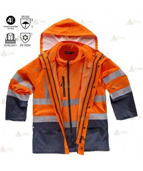 Parka bicolor de alta visibilidad desmontable para Protección Civil