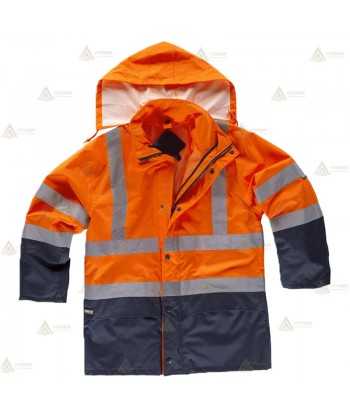 Parka bicolor de alta visibilidad desmontable para Protección Civil