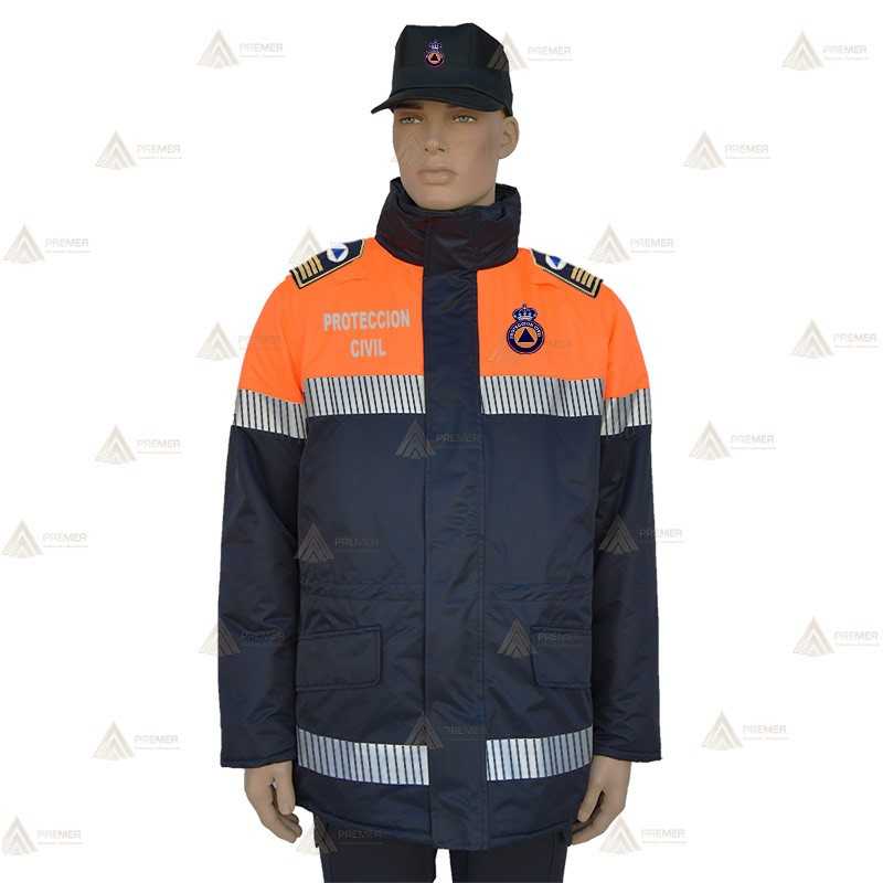 Parka bicolor e impermeable con cinta segmentada para Protección Civil
