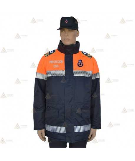 Parka bicolor e impermeable con cinta segmentada para Protección Civil