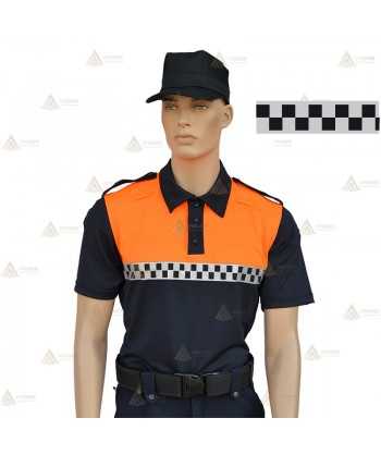 Polo de manga corta con damero reflectante para Protección Civil