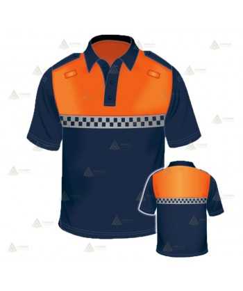 Polo de manga corta con damero reflectante para Protección Civil