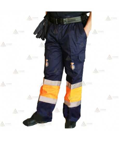 Pantalón bicolor con cintas reflectantes para Protección Civil