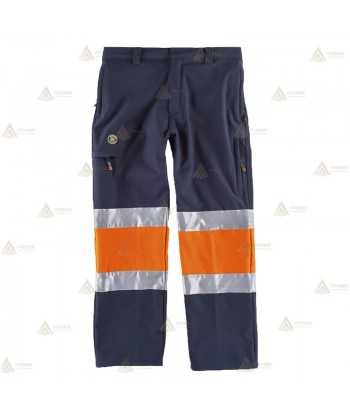 Pantalón térmico bicolor softshell con cintas reflectantes para Protección Civil