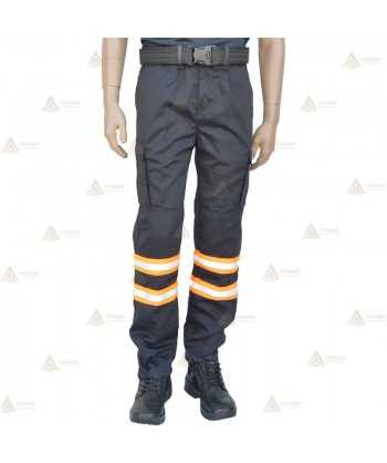 Pantalones con refuerzos y dos cintas reflectantes bicolor en bajos para Protección Civil
