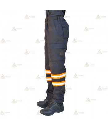 Pantalones con refuerzos y dos cintas reflectantes bicolor en bajos para Protección Civil