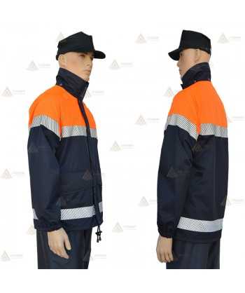 Chubasquero bicolor con cintas reflectantes segmentadas y membrana PTFE para Protección Civil