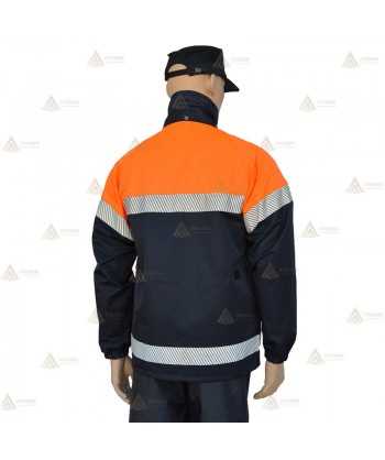 Chubasquero bicolor con cintas reflectantes segmentadas y membrana PTFE para Protección Civil