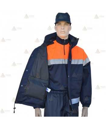 Chubasquero bicolor con cintas reflectantes segmentadas y membrana PTFE para Protección Civil