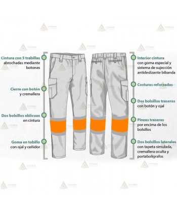 Pantalón bicolor con cinta reflectante  para Protección Civil