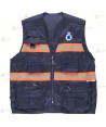Chaleco tipo reportero con cintas reflectantes bicolor para Protección Civil
