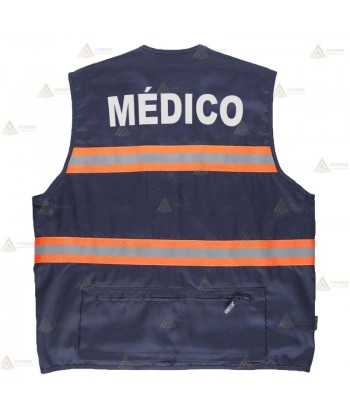 Chaleco tipo reportero con cintas reflectantes bicolor para Protección Civil