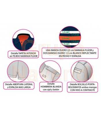 Polo bicolor de manga larga con cintas reflectantes para Protección Civil