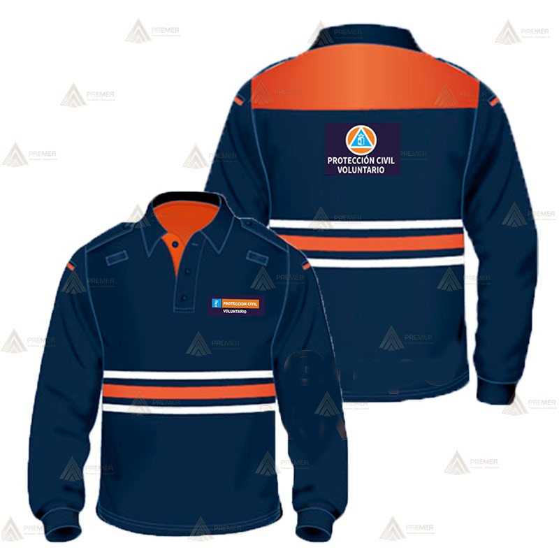 Polo bicolor de manga larga para Protección Civil de Castilla la Mancha