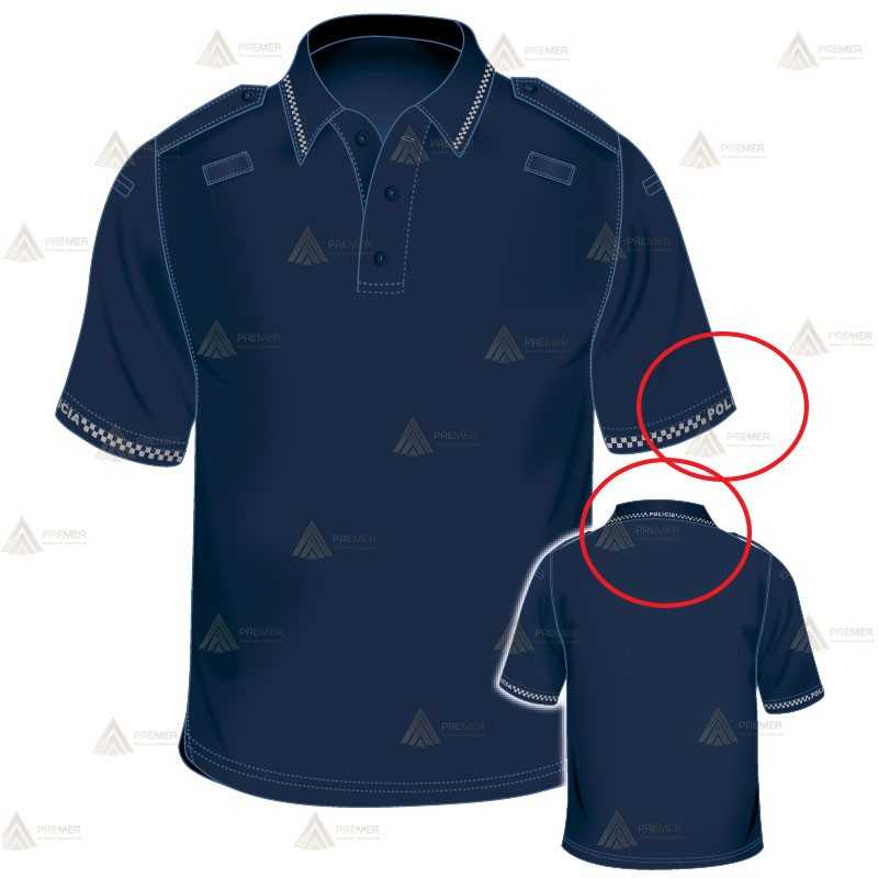 Polo mono color de manga corta con damero para Policía