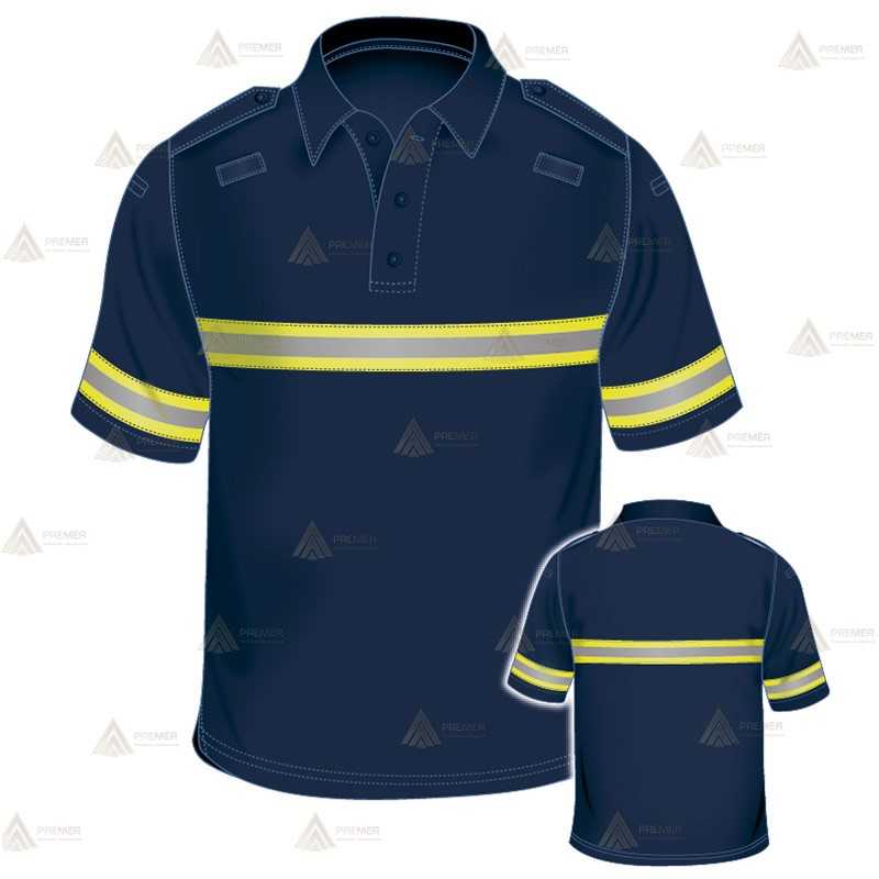 Polo mono color de manga corta con cinta reflectante bicolor para Policía