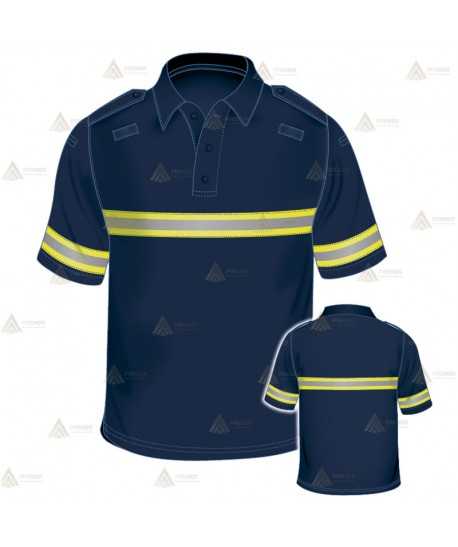 Polo mono color de manga corta con cinta reflectante bicolor para Policía