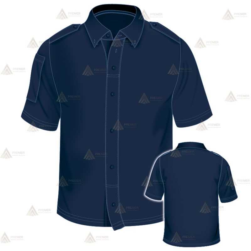 Polo mono color de manga corta que simula una camisa para Policía