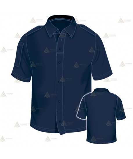 Polo mono color de manga corta que simula una camisa para Policía