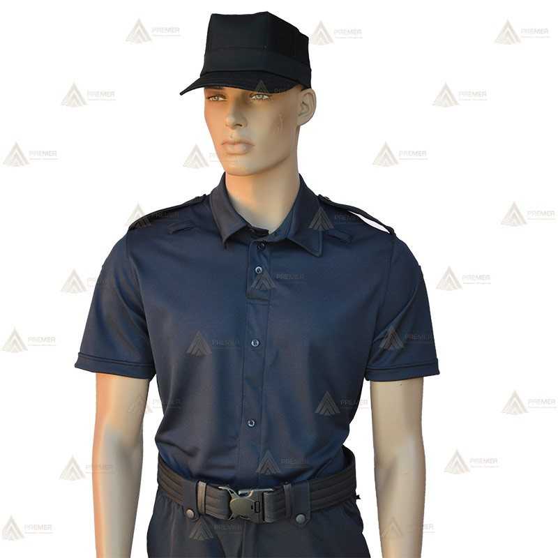 Polo mono color de manga corta para Policía simula una camisa