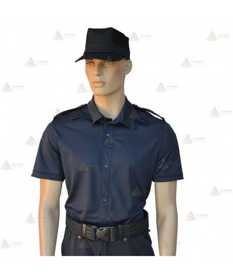 Polo mono color de manga corta para Policía simula una camisa