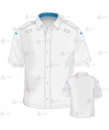 Polo color blanco de manga corta para Policía simula una camisa
