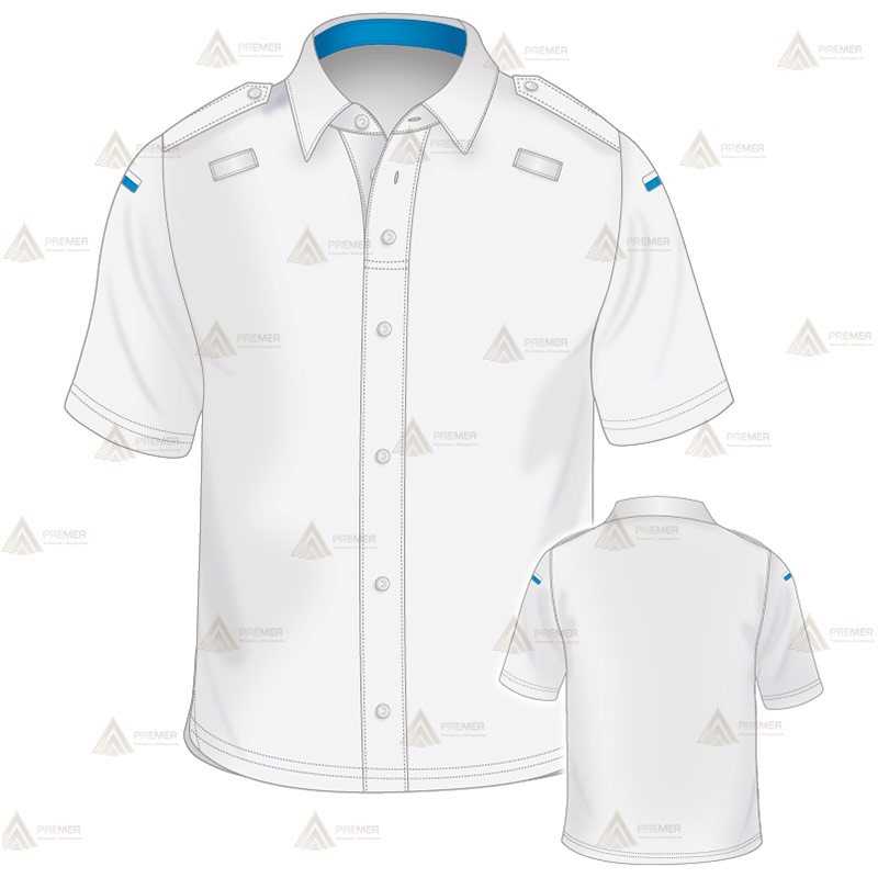 Polo color blanco de manga corta para Policía simula una camisa