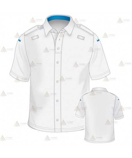 Polo color blanco de manga corta para Policía simula una camisa