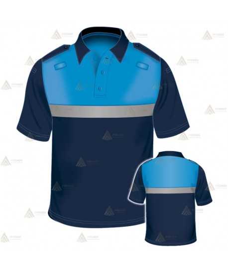 Polo bicolor de manga corta con cinta reflectante para Policía