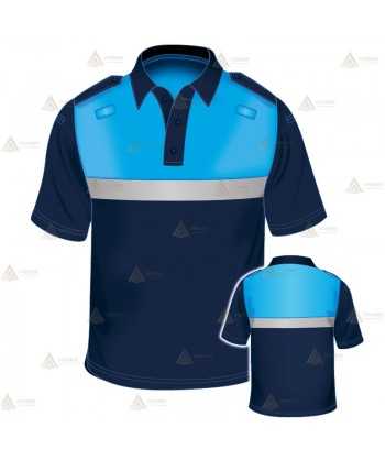 Polo bicolor de manga corta con cinta reflectante para Policía