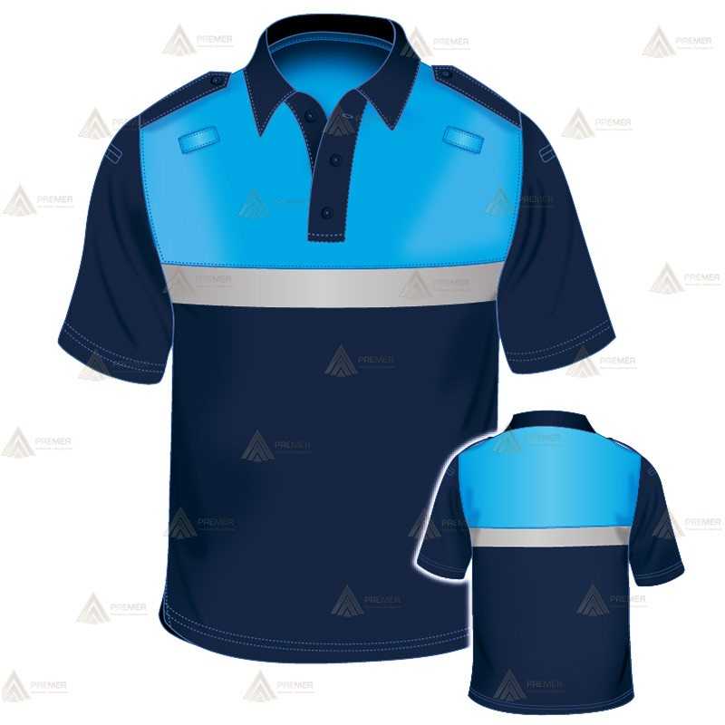 Polo bicolor de manga corta con cinta reflectante para Policía