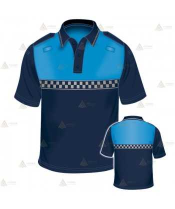 Polo bicolor de manga corta con cinta reflectante damero para Policía
