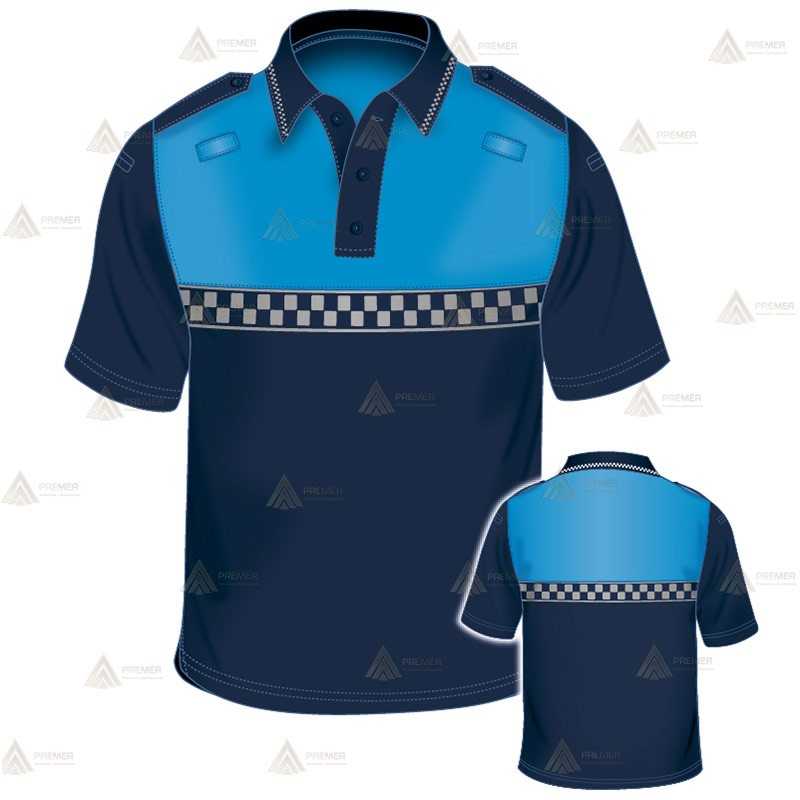 Polo bicolor de manga corta con cinta reflectante damero para Policía