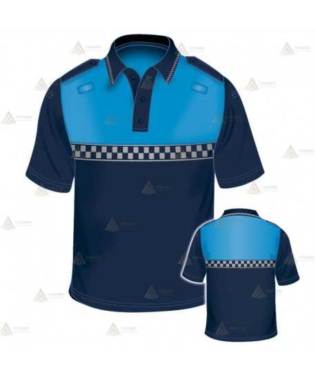 Polo bicolor de manga corta con cinta reflectante damero para Policía