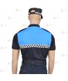 Polo bicolor de manga corta con damero reflectante color blanco para Policía