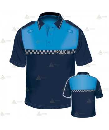 Polo bicolor de manga corta con cinta reflectante damero para Policía