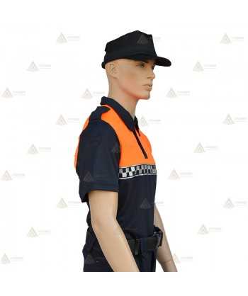 Polo bicolor de manga corta con damero para Protección Civil