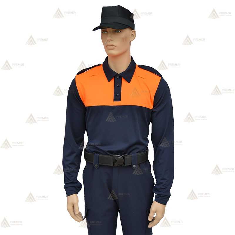 Polo bicolor de manga larga para Protección Civil