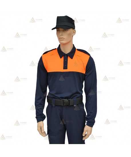 Polo bicolor de manga larga para Protección Civil