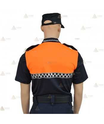 Polo de manga corta con damero reflectante para Protección Civil