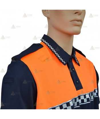 Polo de manga corta con damero reflectante para Protección Civil
