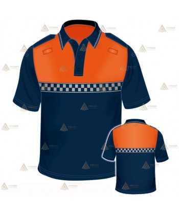 Polo de manga corta con damero reflectante para Protección Civil