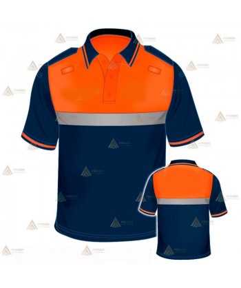 Polo de manga corta con cinta reflectante para Protección Civil