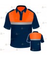 Polo bicolor de manga corta con cinta reflectante color plata para Protección Civil