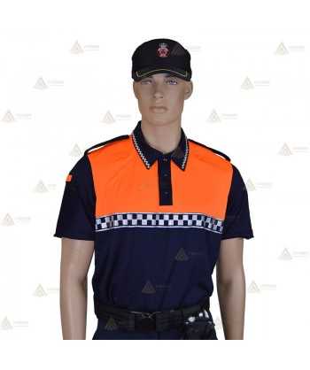 Polo de manga corta con damero reflectante para Protección Civil