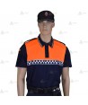Polo de manga corta con damero reflectante para Protección Civil